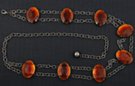clear amber mirrored faceted acrylic oval stone costume double chain belt