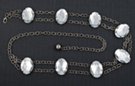 clear mirrored faceted acrylic oval stone costume double chain belt