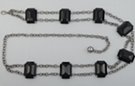 jet black mirrored faceted acrylic emerald-cut stone costume double chain belt
