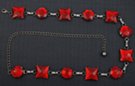 clear ruby red mirrored faceted acrylic square and disk costume chain belt
