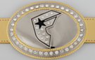oval convex mirror famous star rhinestone studded belt buckle
