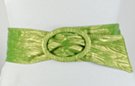 green brocade finish fashion vinyl cinch belt