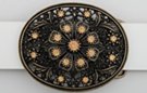 filigreed amber rhinestone floral belt buckle