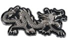 belt buckle with Chinese dragon in chrome and black enamel