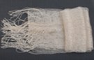 long gossamer knit scarf/sash with honey white yarn and gold foil
