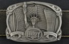 statue of liberty and American flag belt buckle