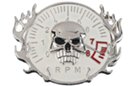 flaming tachometer belt belt buckle with vampire skull