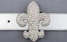 silver rhinestone fleur-de-lis belt buckle