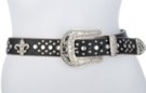 black rhinestone and horseshoe studded leather belt with rhinestone buckle set
