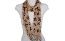 light-weight sand fringe scarf with fleur-de-lis print