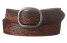 graduated brown embossed medium wide genuine leather belt and garrison buckle