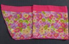 chiffon belt scarf, riot of blossoms in pinks, greens, violets and yellow with pink border
