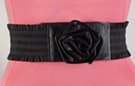 black PVC rose buckle fashion stretch belt
