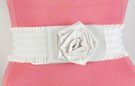 white PVC rose buckle fashion stretch belt