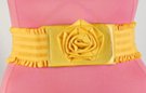 yellow PVC rose buckle fashion stretch belt
