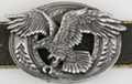3-D attacking eagle belt buckle with forest and Indian motif