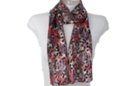 coral and mauve foliage satin and sheer belt scarf