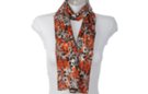 orange and gray foliage satin and sheer belt scarf
