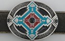 oval enameled pewter southwest-style zia sun symbol concho belt buckle