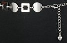 silver chain belt, alternating frame links and curved solid discs