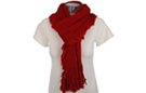 red rib knit fringe scarf