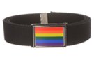 gay pride flag dye sub inset fliptop buckle on black web belt