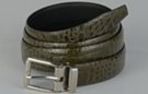 olive smooth croc embossed dress belt with nickel buckle