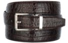 brown smooth croc embossed dress belt with polished buckle