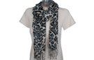 black and gray  giraffe spot pattern fringed scarf/shawl