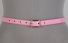 pink patent leather narrow dress belt with silver buckle