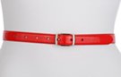 red patent leather narrow dress belt with silver buckle