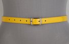 yellow patent leather narrow dress belt with silver buckle
