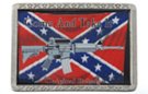 Gonzales assault rifle on rebel flag buckle; for those with <em>serious</em> 2nd amendment issues