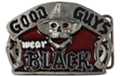good guys wear black enameled pewter western belt buckle