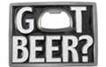 black "Got Beer?" belt buckle with opener