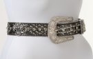 silvery black gothic cross concho rhinestone studded leather belt