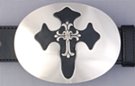 oval buckle with vinyl inlay gothic cross