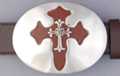 oval buckle with vinyl inlay gothic cross