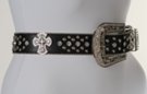 black gothic cross concho rhinestone studded leather belt