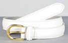 medium width double stitch leather dress belt, U-bolt buckle with leather keeper