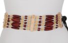 native american style wooden bead waist sash