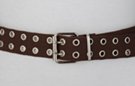 dark brown double grommet web belt with nickel polish roller buckle