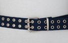 navy blue double grommet web belt with nickel polish roller buckle