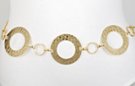 gold chain belt made of "hammered" wheels alternating with circular rings