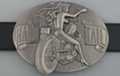 "Hard Tail" motorcycle belt buckle with naked woman rider