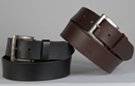 pair of top-grain oil-tanned leather belt, pewter buckle and leather keeper