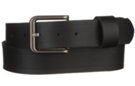 black harness leather belt with snap-off heel bar buckle