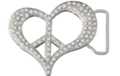 rhinestone belt buckle, heart shape peace sign