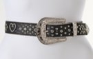 black heart-shape concho rhinestone studded leather belt