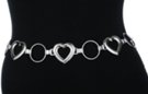 silver chain belt, heart-shaped rings and hoops